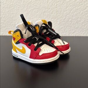 Jordan 1 Mid Motorsport Kids' Red and Yellow Sneaker